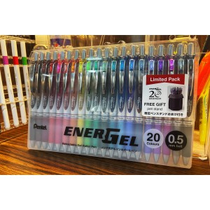 Pentel 飛龍牌 ENERGEL 20色中性筆套裝（附送筆袋）