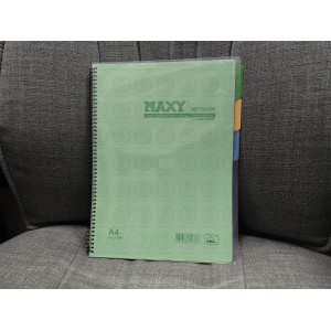 太陽牌 No.1786 MAXY線圈膠面筆記簿(附分類) A4